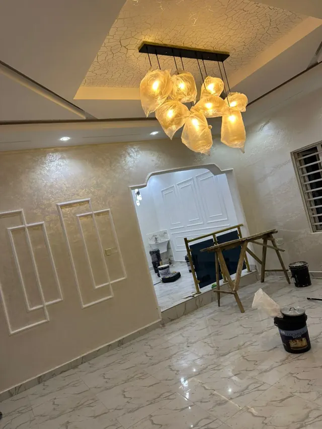 Cream living room finish viewed from the doorway